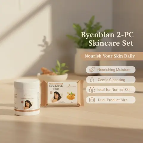 BYENBLAN Unisex 2-Piece Turmeric Facial Skin Care Set - 10g Moisturizing Nourishing Cream, Fast-Cleaning Honey Soap Bar with Clean Ingredients for Normal Skin Daily Care