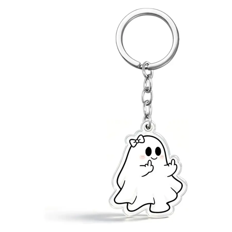 Ghost Keychain – Acrylic Key Ring for Women, Decorative Keychain Gift
