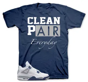 Shirt To Match Jordan 4 Midnight Navy - Clean Pair Sneaker Tees Cotton Casual Crew Neck V-Neck Slim-fitting Floral Striped Black Breathable Menswear Shortsleeve Clothing Short Outdoor