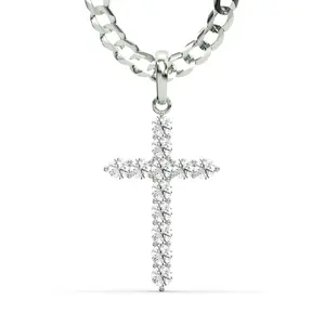 Men's VVS Lab Diamond Customizable White Gold Cross Necklace Pendant