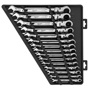 Milwaukee ML48-22-9513 Metric Flex Head Ratcheting Wrench - 15 Piece
