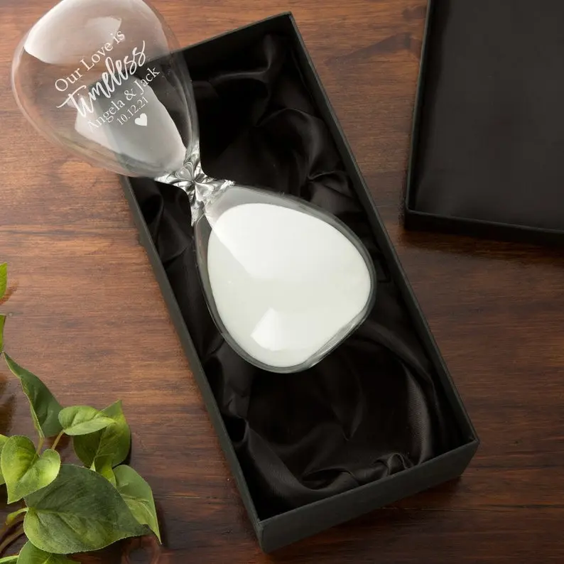 Personalized Sand Hourglass, Etched Names & Date, Anniversary Keepsake