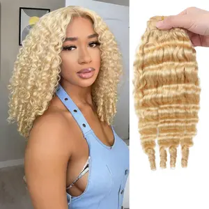 613 Blonde Burmese Curly Bundles Human Hair 12 Inch 3C4A Deep Weave Raw Unprocessed Brazilian Virgin Extensions for Full Volume & Smooth Styling