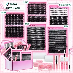 RITALASH 1060PCS Mixed Length Individual False Eyelashes Kit, DIY Eyelash Extensions, Natural-Looking Eyelash Extensions with Accessories, Self-Grafting Curling Lashes for Women, Cosmetic Makeup Products, Eyelash Bonding Tools