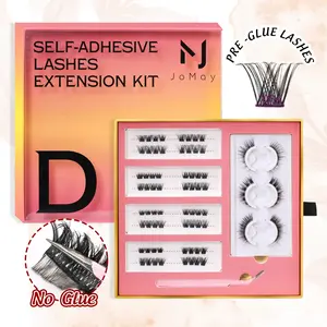 JoMay Self-Adhesive Lashes Extension Kit Pre-Glue Lashes 1s Wear 1s Remove No Glue Lash Cluster for Quick Easy Application Makeup Youth，Light & All-Day Glow | Water-Resistant (Not Soakable) | Single Use