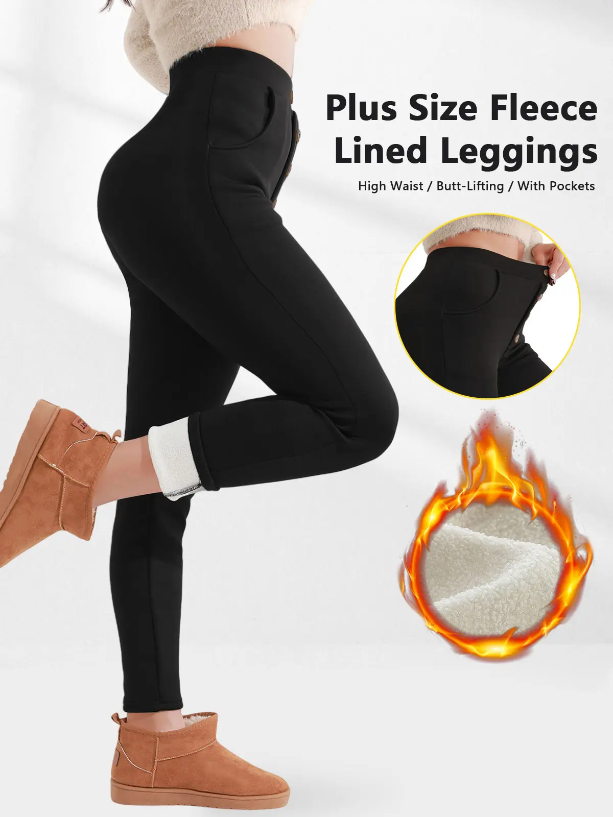 Women's Comfortable Skinny Pants, High Waist Stretch Bottom with Button Detail, Slim Fit with Elastane, Plus Size for Everyday & Business Casual, Basic, Foldable, Stretchy Fit