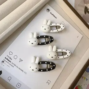 Miffy New Hair Clip Kawaii Cartoon Polka Dot Korean Style Bangs Clip Fashionable Girls Wear Matching Hair Accessories