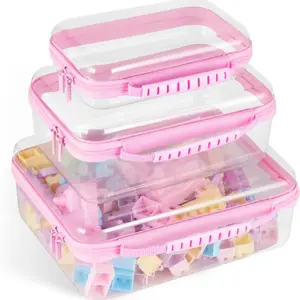 Thick Deep Bottom Storage Bag Set, Washable Cosmetic Toy Organizer, Zipper Hard Shell, Boho Style, No Ca Prop 65 Warning