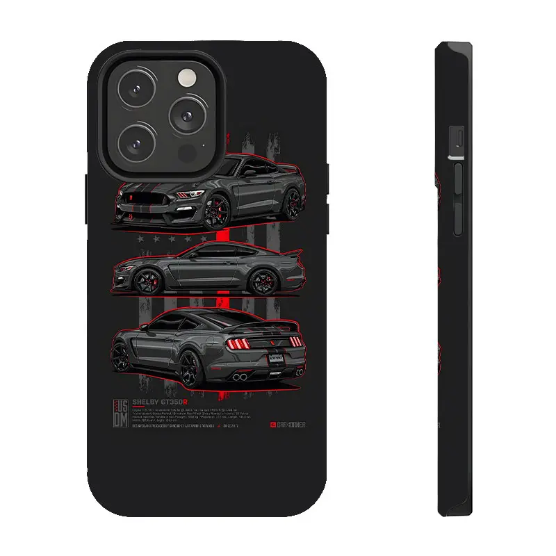 Shelby GT350R Theme USDM CarCorner Smartphone Case - Protective Accessory with Unique Aesthetic for iPhone 17/16/15/14/13/12/11 Pro Max/Plus, Samsung Galaxy S23FE/22/23/24/25