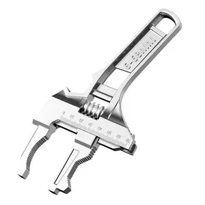 Silver Color Reversible Sink Wrench Set, Adjustable 6-68mm Fine Jaw, Kitchen and Bathroom Faucet Tool, Tight Space Plumbing Kit