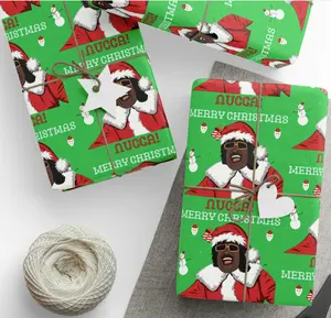 Merry Christmas Nucca Wrapping Paper, Funny Holiday Gift Wrap, Green Santa Meme Wrapping Paper, Hilarious Christmas Gift Wrap Roll
