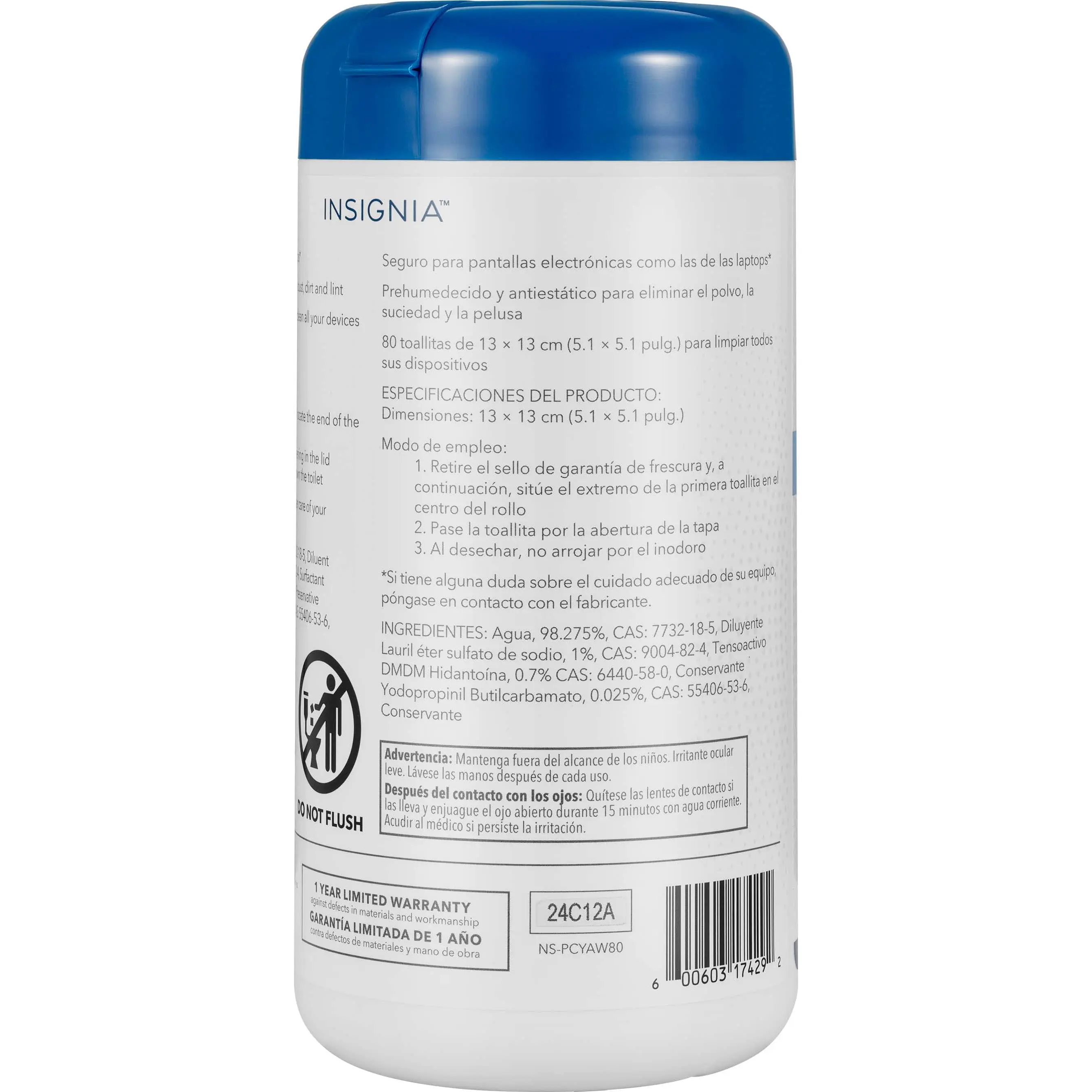 Insignia - 80 CT Monitor Cleaning Wipes - White