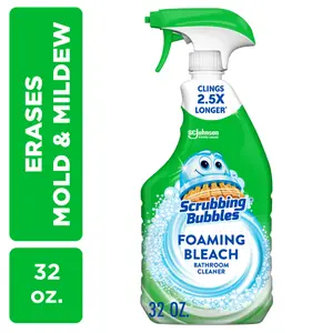 Foaming Bleach Bathroom Cleaner 32 oz - Fresh Scent, Trigger Bottle, Multi-Surface Use, Disposable Cleaner, Solid