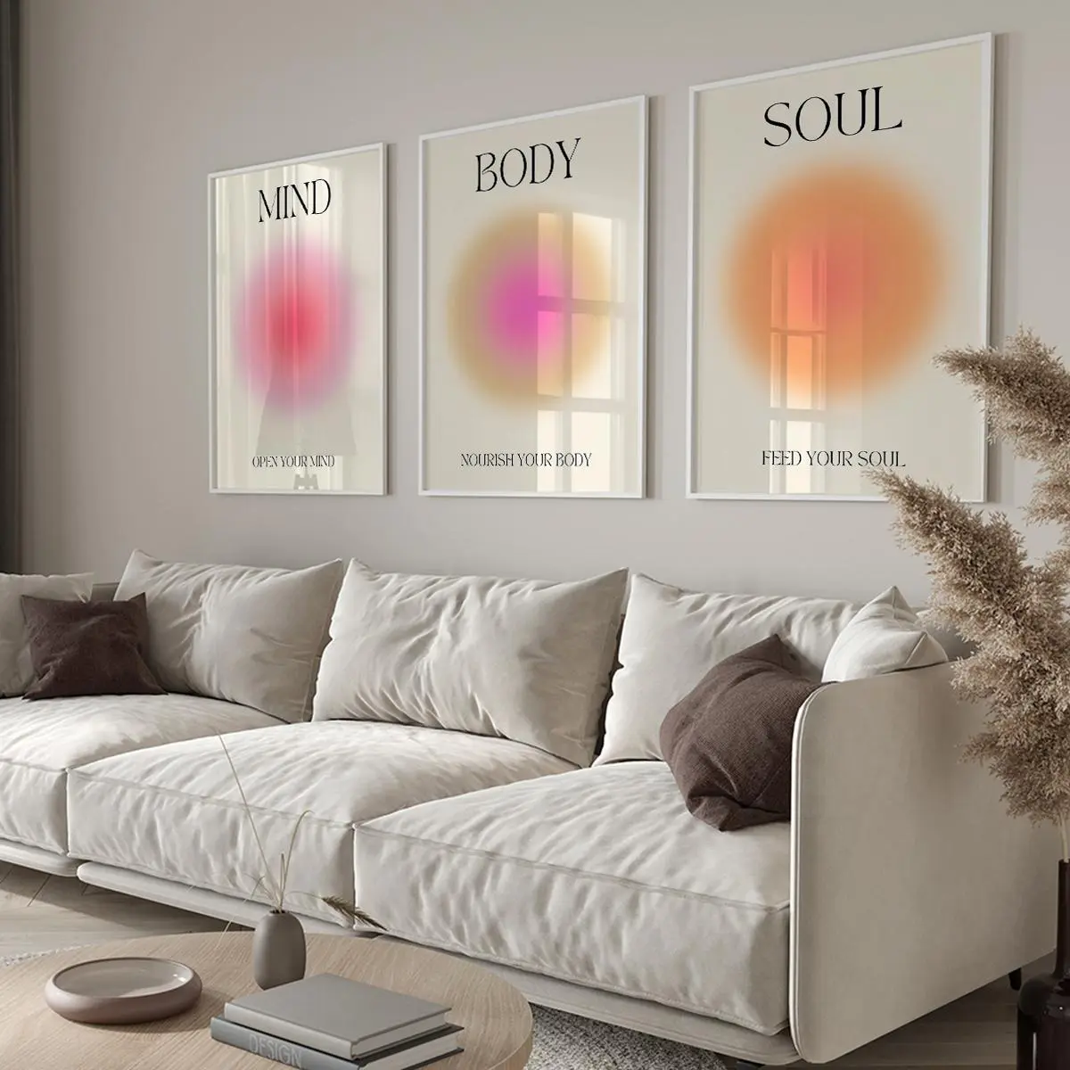 Trendy Motivational Quote Pattern Unframed Quotes Print Art Print Painting, 3 Counts/set Positive Aura Spiritual Gradient Wall Art, Aesthetic Room Decor Decoration Items for Home Living Room Office