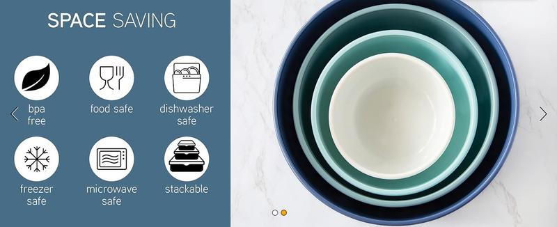 COOK WITH COLOR Prep Bowls - Wide Mixing Bowls Nesting Set with Lids, Sturdy 8 Piece Meal Prep Bowl, Tableware. Includes 13, 24, 41, and 73oz sizes