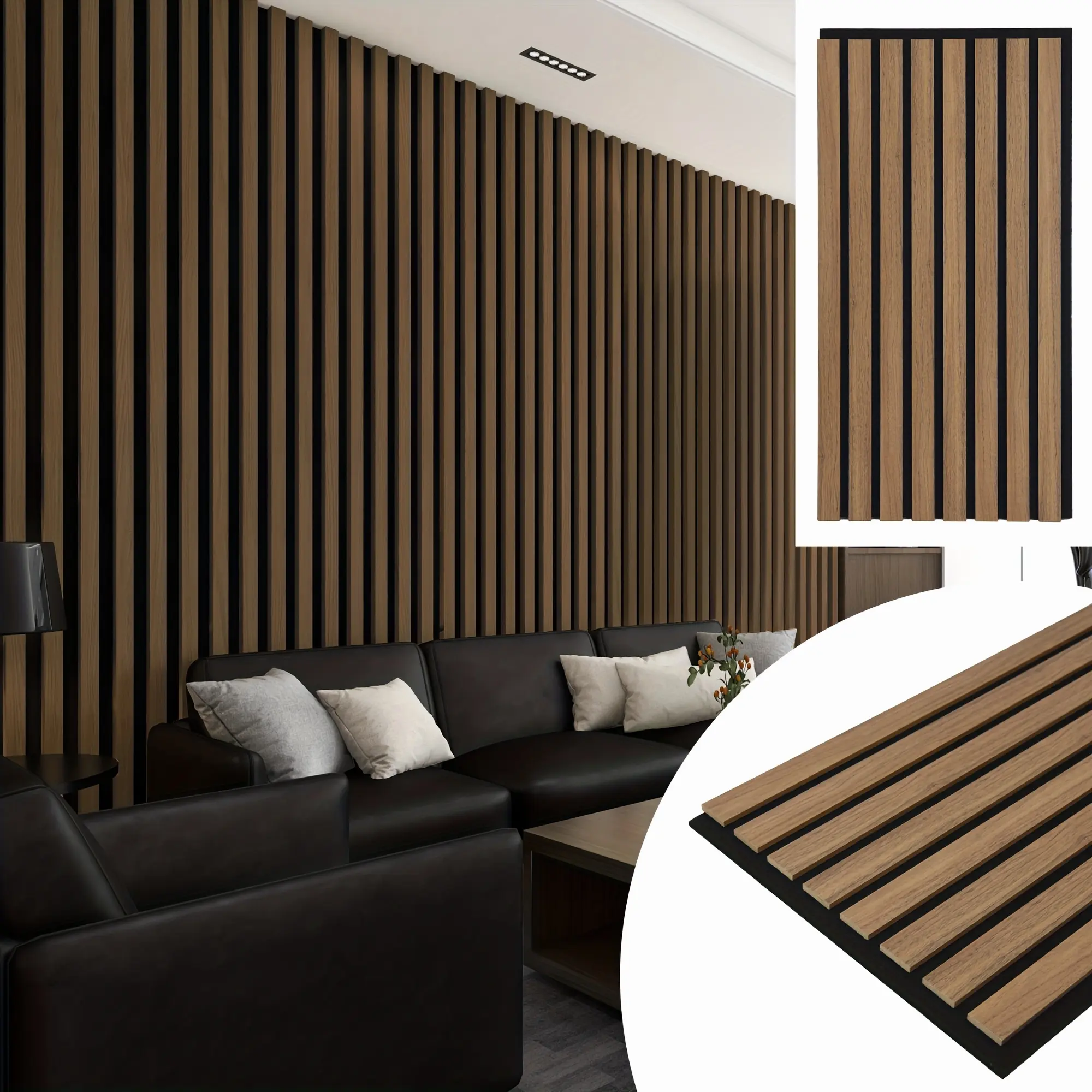 40 Sq.Ft. (24"x12") Modern 3D MDF Acoustic Panels - Decorative Grille Screens for Wall and Ceiling Application Deep Walnut or Walnut or Oak or Grey Oak