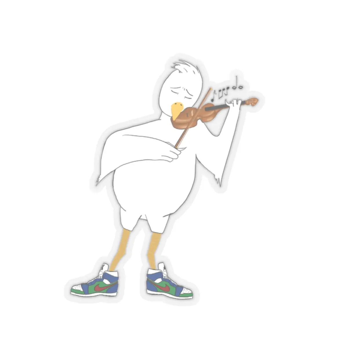 Violin-Playing Bird Kiss-Cut Sticker | Cute Instrument Animal Decal