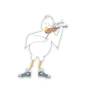 Violin-Playing Bird Kiss-Cut Sticker | Cute Instrument Animal Decal