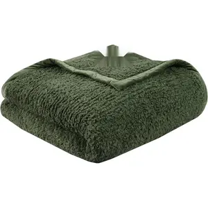Burlington Berber Super, Lightweight Cover with Luxrurious Velvet Binding, Trendy Bedspread-, Twin 66" x 90" Green