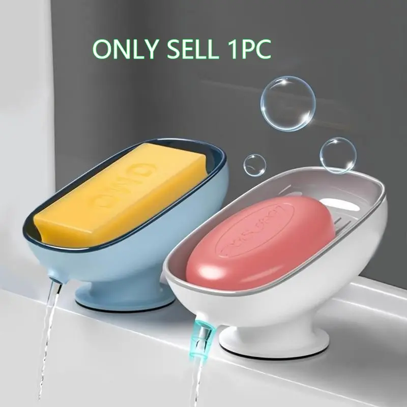 Luxury Adjustable Oval Shower Soap Dish with Drainage Hole, Soap Tray for Shower, Wall Mounted Non-Slip Detachable Bathroom Soap Holder, Saves Soap Efficiently, Bathroom Accessories