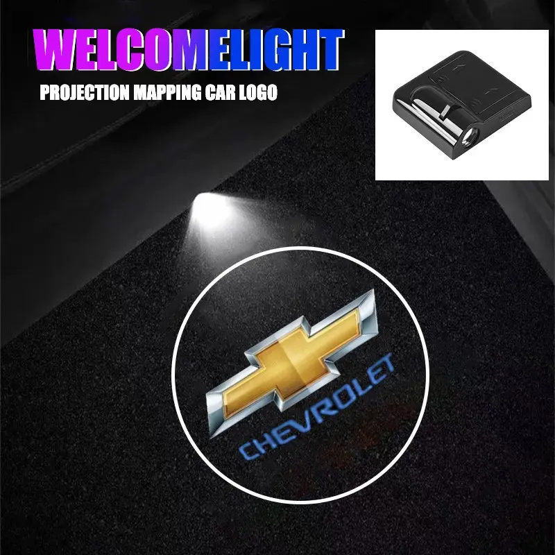 2pcs LED HD Car Door Welcome Light, Auto Logo Projector Lamps for Chevrolet Cruze Sonic Silverado Trax Camaro Captiva Equinox Trailblazer, Car Door Lights