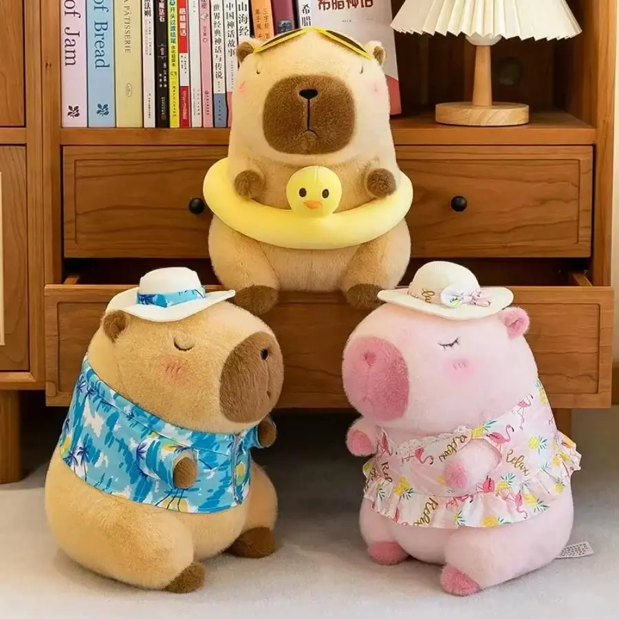 Swim Ring Capybara Plush Toy Cute Simulation Beachwear Capibara Kawaii Stuffed Animal kapibala Birthday Travel Gifts