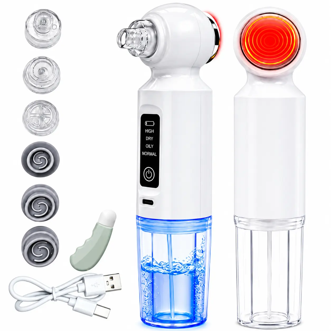 Gentle Water Circulation Blackhead Remover Pore Vacuum - Personal Care Gadgets, 6 Interchangeable Tips, Multiple Modes, 400mAh USB-C Charge, Pore Care Routine Tool for Women & Men (Face Use)