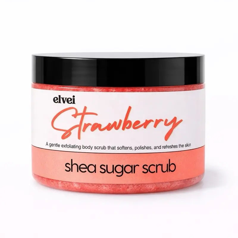 Elvei Strawberry Shea Sugar Scrub - Gentle Exfoliating Body Scrub that Softens Polishes and Refreshes the Skin