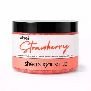Elvei Strawberry Shea Sugar Scrub - Gentle Exfoliating Body Scrub that Softens Polishes and Refreshes the Skin