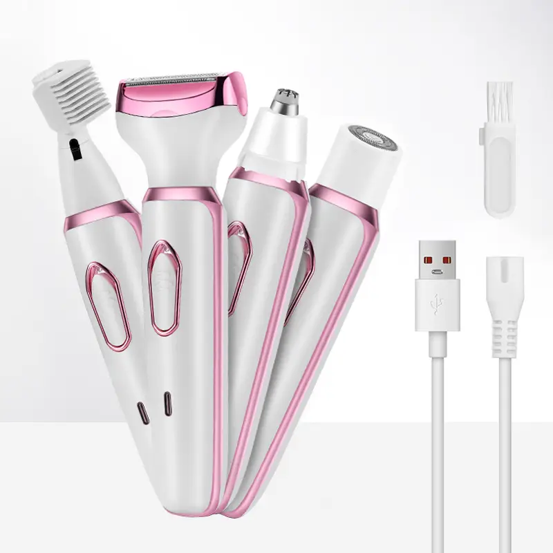 4 in 1 Electric Shaver, 1 Set Rechargeable Grooming Kit, Electric Shaver for Women, 4 in 1 Electric Body Hair Trimmer,, Wet and Dry Bikini Trimmer, Po