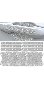 NETEPEM Bling Car Door Sill Protector 2PCS Car Door Edge Guard Rhinestones Door Threshold Protection 23.62x1.96 inch Anti-Scratch Strip Sticker Universal Bling Car Accessories(Silver)