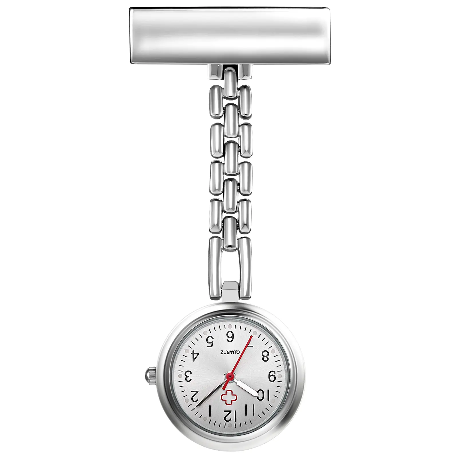 OIDEA Brooch Watch with Custom Name, Classic Silver Alloy Pin-on Watch for Nurses & Medical Students - Inverted Face, High-Definition Arabic Numeral Dial