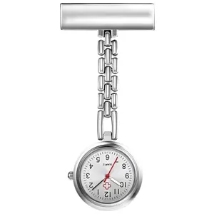 OIDEA Nurse Brooch Watch with Arabic Numeral HD Dial, Customizable Name, Silver Alloy Lapel Pin, 1ATM