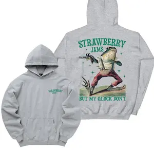 Strawberry Jamz But My Glock Dont 2 Sided Graphic Hoodie/Sweatshirt/T-Shirt, For Men/Women - Unisex Style, 100% Cotton, Pullover unisex hoodie faith hoodie