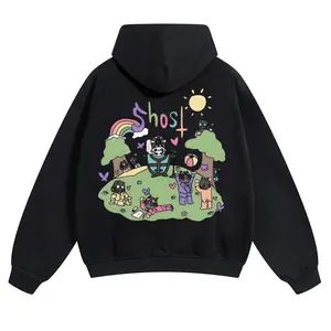 Ghost Band Unisex Cotton Hoodie for Autumn Winter Thick Warm Band Symbol Fan Style Retro Print Versatile Ins Street Style Couples Outfits Top Choice for Boyfriend Gift Fabric Menswear Casual Fit
