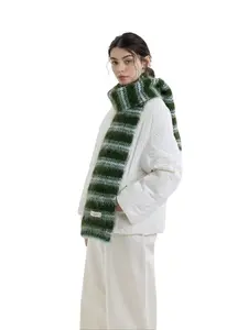 Women's Striped Patchwork Colorblock, Elegant Fall Winter Accessory Knitted Scarf, Perfect for Outdoor Travel Daily Commute