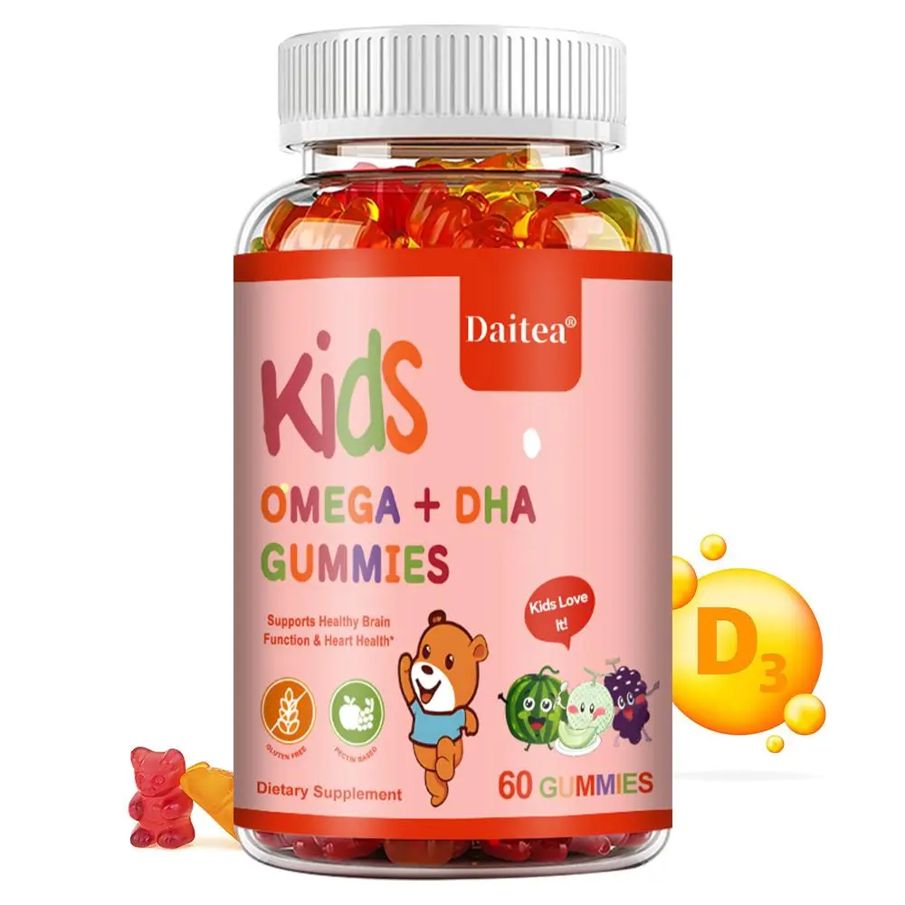 Daitea Organic Vegan DHA Vitamin Gummies - Hypoallergenic Brain & Heart Health Supplement, 120g, 60 Capsules, 24 Months Shelf Life for Adults (Core Audience Focused)