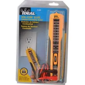 Compact IDEAL Voltage Tester (Model 61-092) - LED Display, 24 VAC, 6 VDC to 220 VDC, 600 VAC, 65 Hz, AAA Batteries Power Supply for Home Default Use