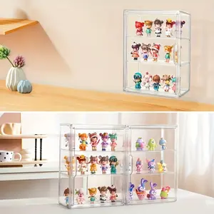 No-installation heavy-duty three-layer transparent acrylic display cabinet with magnetic doors — a dedicated transparent display cabinet for stores, home offices, and collectibles, featuring a space-saving modern design