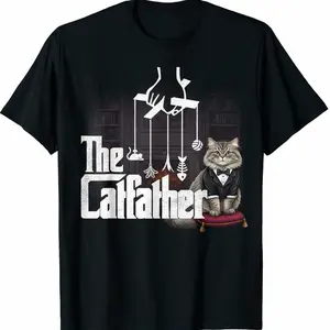 The Catfather Funny Cat Dad Shirt, Cute Cat Lover Gift for Men, Cat Daddy Life Tee, Vintage Style Fathers Day T-Shirt, Cat Lovers Graphic Shirt