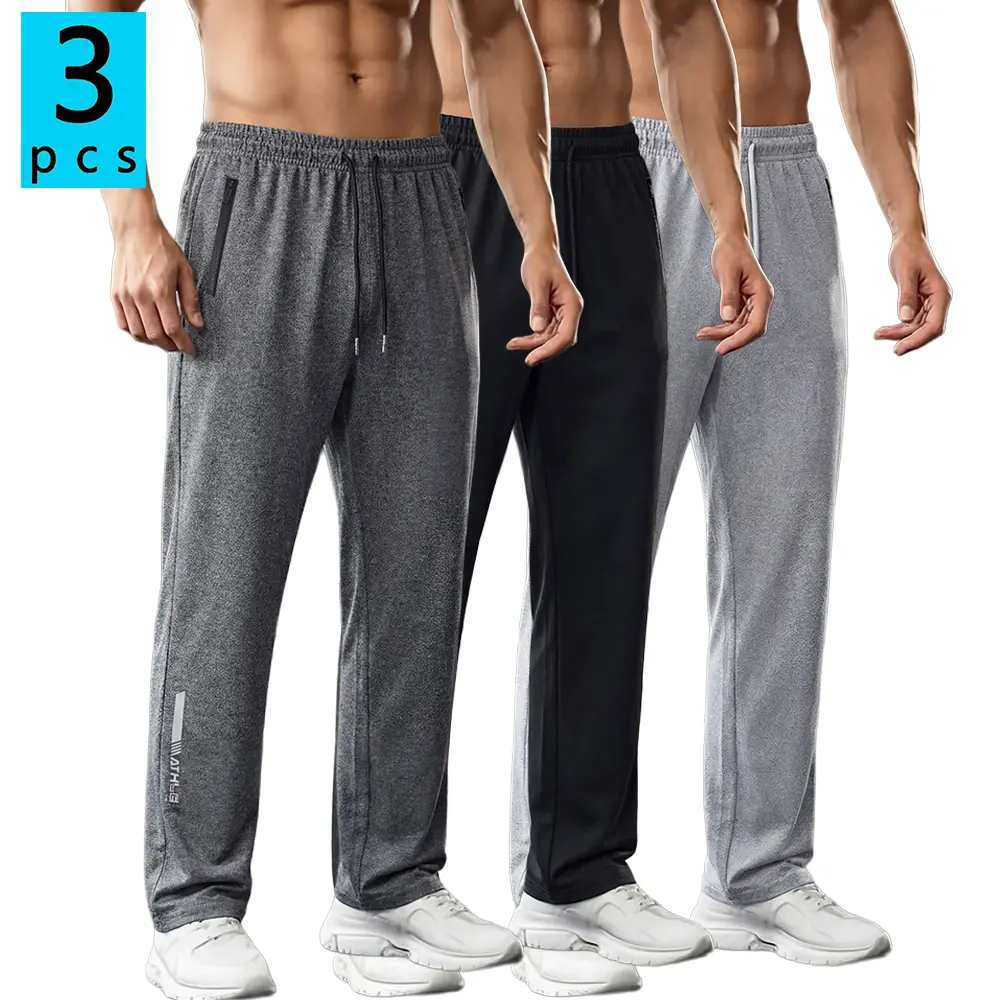 Men's All-Season Lightweight Solid-Color Straight-Leg Effortless Uncuffed Multi-Sized Machine-Washable Casual Athletic Jogging Sweatpants, Multi-Color Options, Ideal for Everyday Outdoor Activities & Workouts, Effortless Men's Pants, Multi-Sized Men's Pan