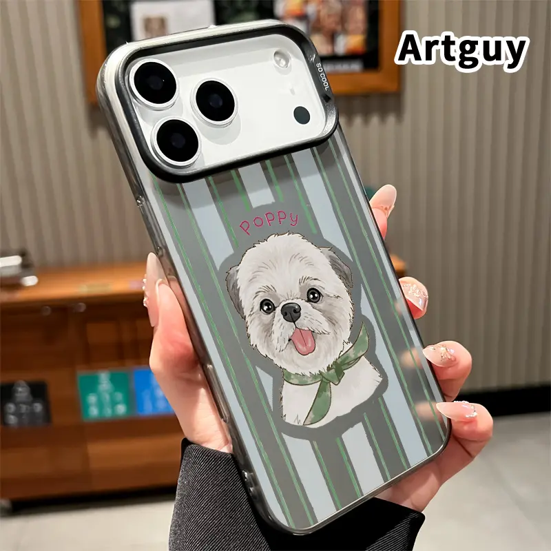 Shih Tzu Dog Portrait Poppy Pattern Phone Case Suitable for iPhone 17 Pro Max 16 15 Plus Air 14 13 12 11 E Four Corner Air Cushion Anti Drop Transparent Full Coverage Cover