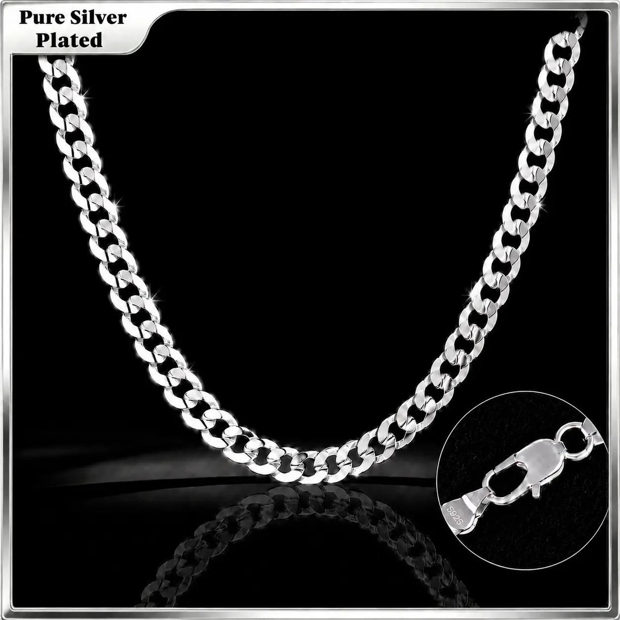 Holylegend S925 SILVER -Plated Concave CubanNecklace Chain 24 Inches Long,Tarnish-Free, 8mm/10mmWidth, Secure Clasp, Gift， Fresh Gold Styles For Everyday Wear