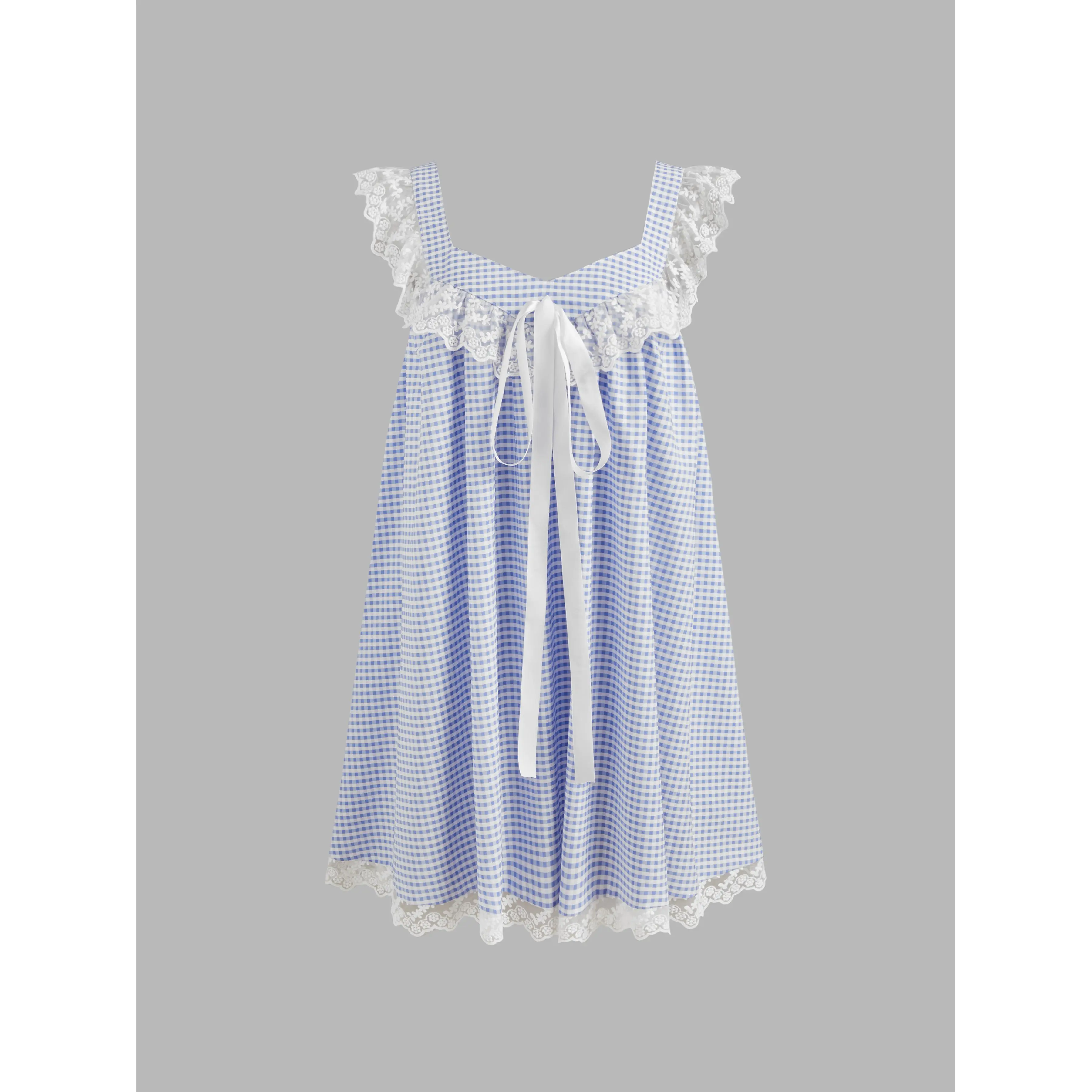 blue gingham babydoll dress Bella and Bloom Boutique