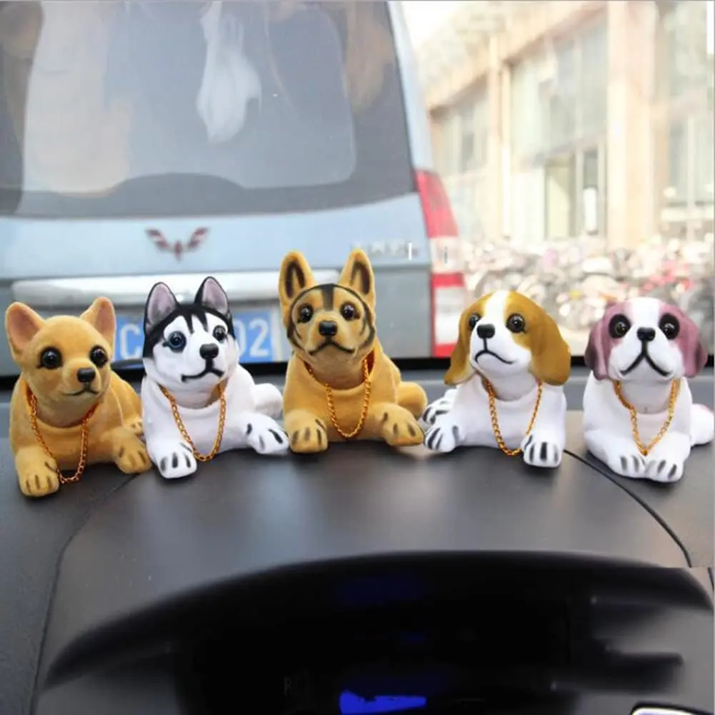 Cute Animal Bobble‑Head Dog Ornament, Durable Resin Shaking Head Puppy Statue, Car Interior Dashboard Decoration, Lovely Vehicle Accessory, Desktop Display Decor, Ideal Present for Dog Lovers and Pet Enthusiasts