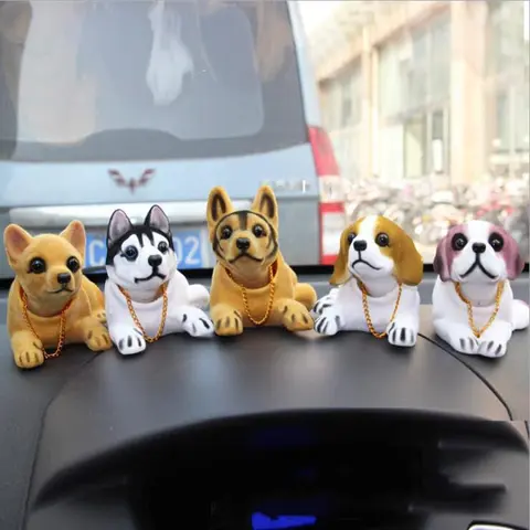 Cute Animal Bobble‑Head Dog Ornament, Durable Resin Shaking Head Puppy Statue, Car Interior Dashboard Decoration, Lovely Vehicle Accessory, Desktop Display Decor, Ideal Present for Dog Lovers and Pet Enthusiasts