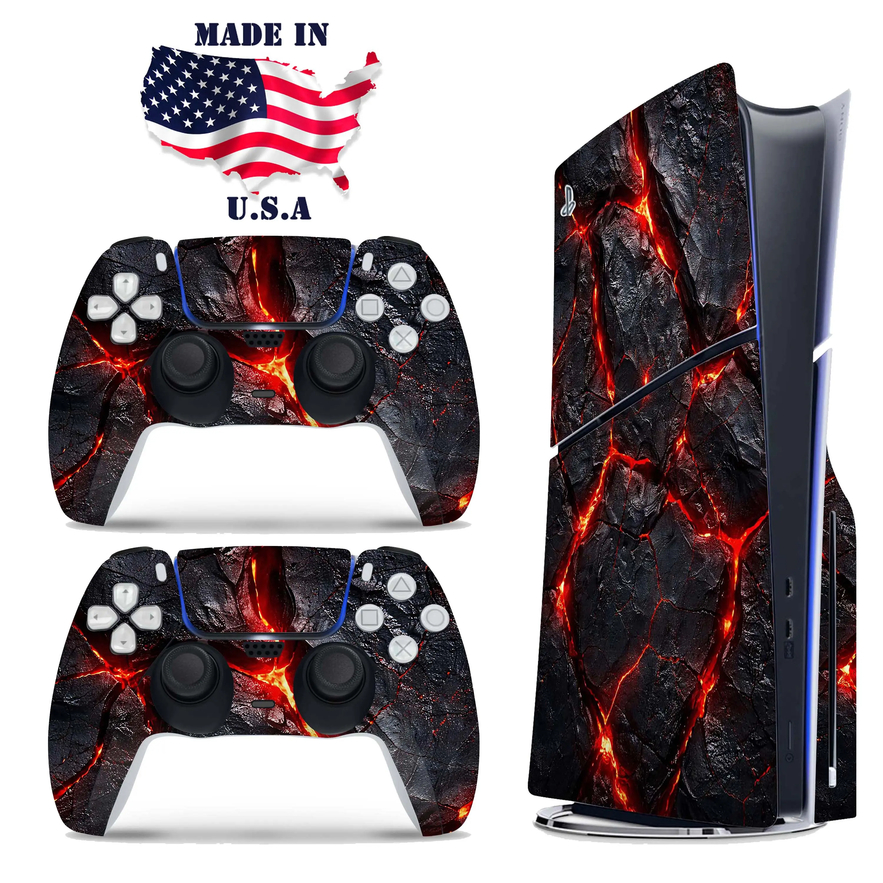 PS5 Molten Lava Rock Console & Controller Vinyl Skin Wrap Set