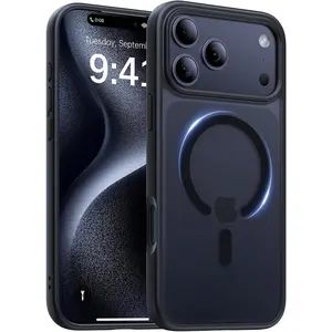 Magnetic Phone Cases  for iPhone 17 Pro Max Case 16 15 14 13 12 Pro Max P[Anti-Slip][Compatible with MagSafe][Military Grade Drop Protection] Shockproof Protective Translucent Matte Phone Case for iPhone 17 Pro Max Case,Black