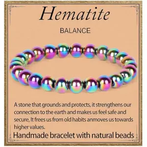 Handmade Natural Gemstone Stretch Elastic Bracelet Healing Crystal Round Stone Beads Jewelry Gifts for Women Men