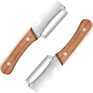 2-in-1 Multifunctional Vegetable Peeler with Wooden Handle & Stainless Steel Blade, Multifunctional Vegetable Peeler, Built-in Bottle Opener, Fruit & Vegetable Kitchen Peeling Tool (2Pcs)